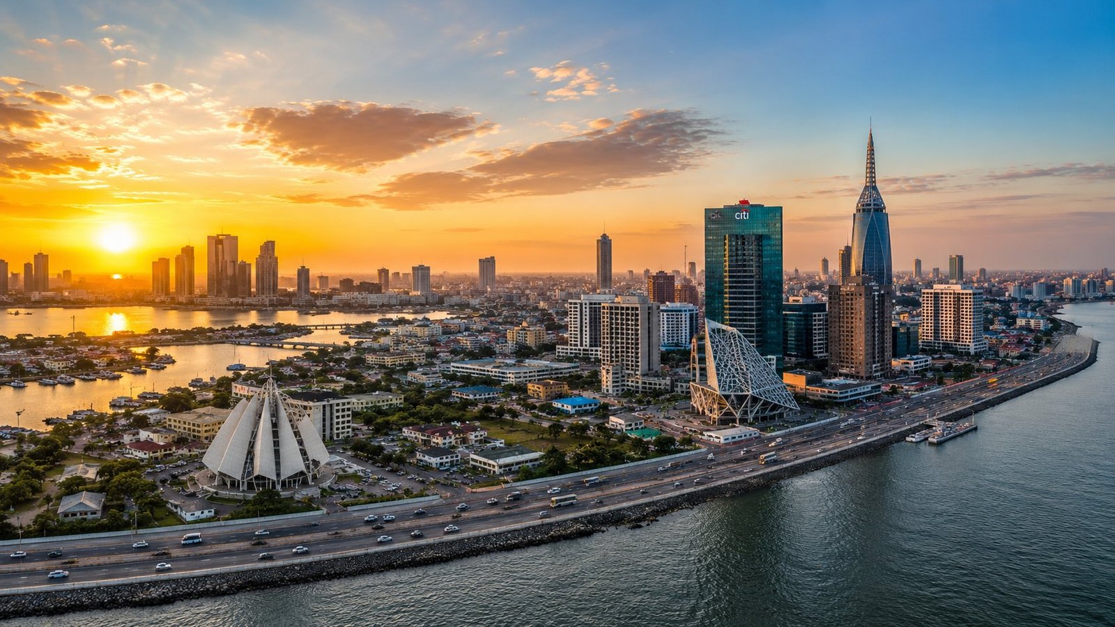 Lagos skyline at dusk